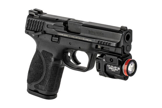 The compact Streamlight TLR-8 offers 500 lumens of light at 4,300 candela with a bright green laser